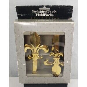 Vintage 1992 Finishing Touch Curtain Holdback Solid Brass Fleur de lis  Arm USA
